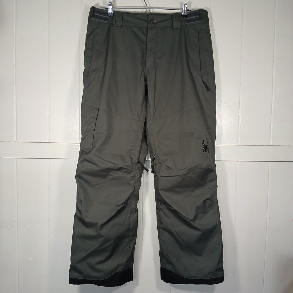 Spyder Snow Pants Men Large Gray Insulated Ski Snowboard Cargo 3258